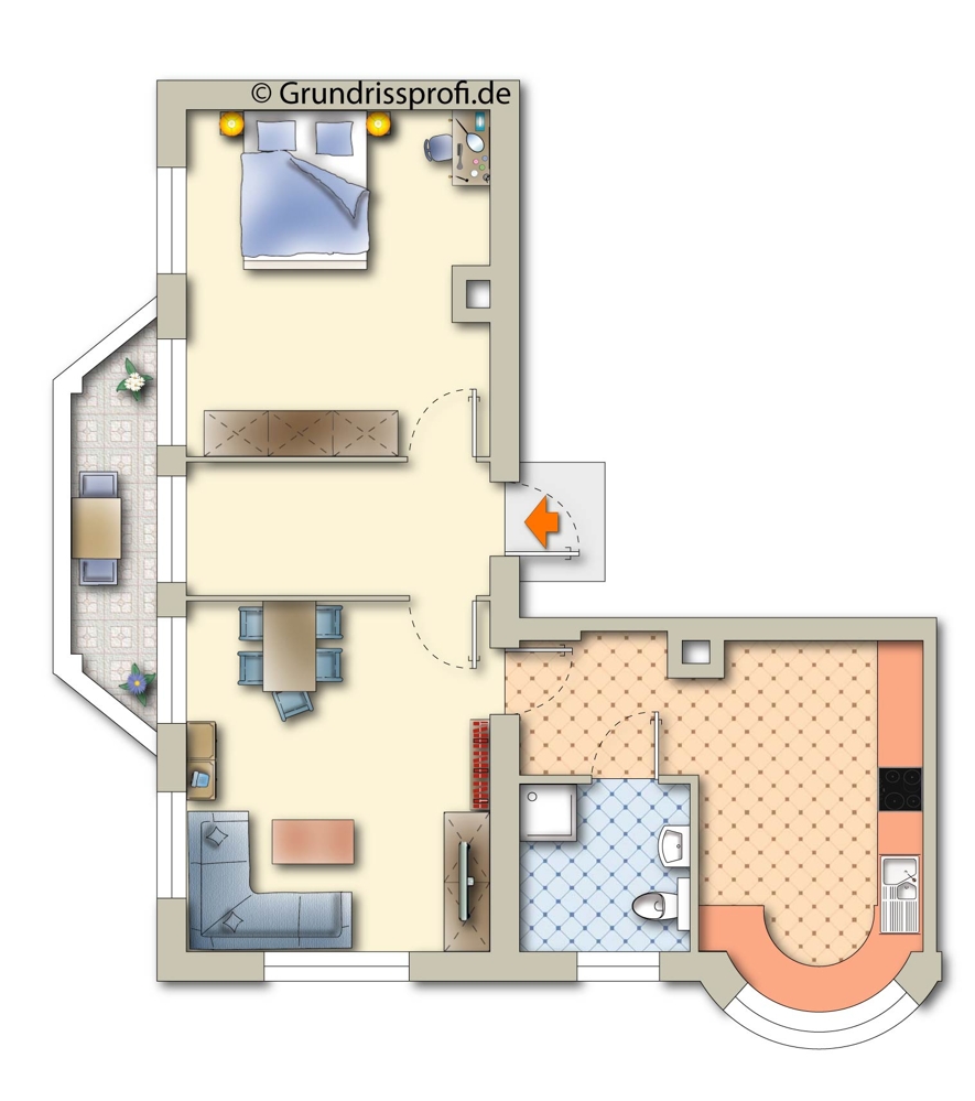 Grundriss mit Möbel